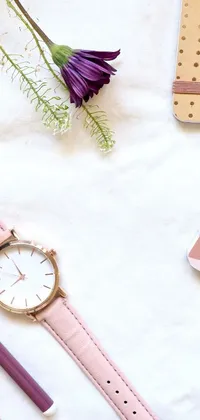 Plant Pink Watch Live Wallpaper