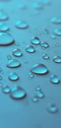 Close-up Water Droplets Cyan Live Wallpaper - free download