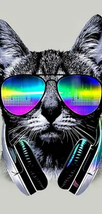 Cool Cat Live Wallpaper with Shades and Headphones - free download