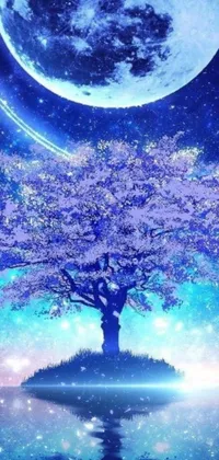 Nature Tree Purple Live Wallpaper