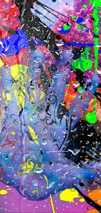 Wallpaper for mobile devices featuring colorful abstract drip paint art