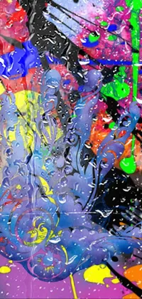 Wallpaper for mobile devices featuring colorful abstract drip paint art