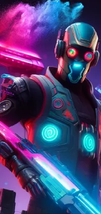 cyberpunk neon robot Live Wallpaper