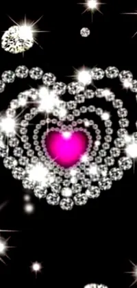 Pink and White diamond heart. Live Wallpaper