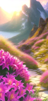 Flowers on the Mountain Live Wallpaper