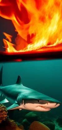 shark on fire Live Wallpaper