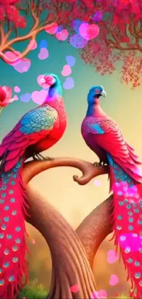 Peacocks In Love Live Wallpaper