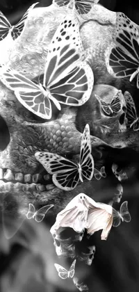 Skull with Butterflies - Mesmerizing Goth Live Wallpaper - free download