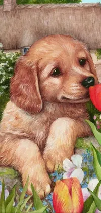 Dogs Flowers Live Wallpaper