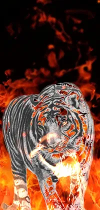 Orange Siberian Tiger Fire Live Wallpaper