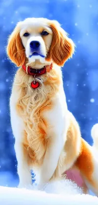 beautiful dog in snow Live Wallpaper