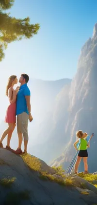 couple on love mountain Live Wallpaper