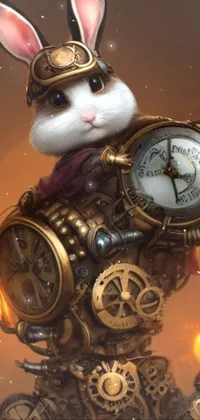 Brown Rabbit Clock Live Wallpaper