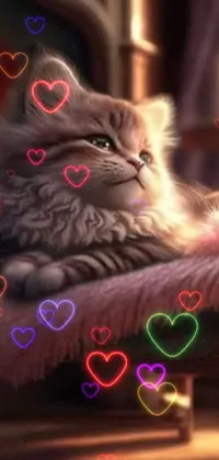 Fireside Cat - Cute Live Wallpaper for Your Phone - free download