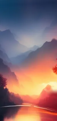 two mountains one river Live Wallpaper