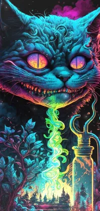 Cheshire cat with pink and purple stripes from Alice in wonderland  Generative AI Stock Illustration  Adobe Stock