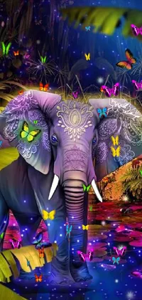 Purple Elephant Organism Live Wallpaper