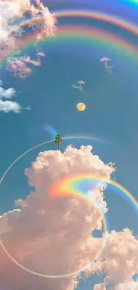 Download Sea Of Clouds With Pastel Rainbow Wallpaper | Wallpapers.com