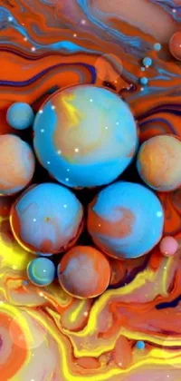 Orange Art Electric Blue Live Wallpaper