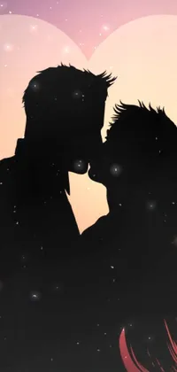Download Anime Couple Kiss During Beautiful Sunset Wallpaper
