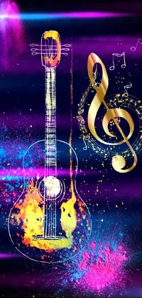 Guitar Musical Instrument Purple Live Wallpaper