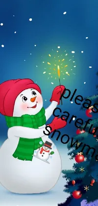 Snowman Plant Christmas Ornament Live Wallpaper