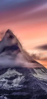 Sunset with the view of a mountain Live Wallpaper