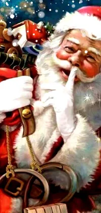 Santa Claus Celebrating Christmas Ornament Live Wallpaper