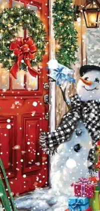 Christmas Ornament Snowman Window Live Wallpaper