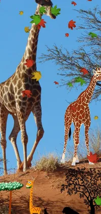 Giraffe Giraffidae Plant Live Wallpaper