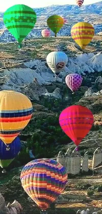Aerostat Hot Air Ballooning Daytime Live Wallpaper