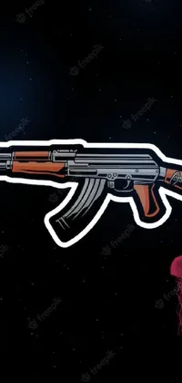 This <a href="/">phone live wallpaper</a> showcases a powerful machine gun in vector art, depicting a sharp and detailed design