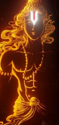 This digital live wallpaper features a beautiful female figure with a glowing light on her face