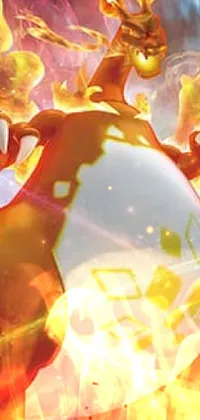 Get ready to add a stunning new dimension to your phone's screen with this exciting live wallpaper featuring some of your favorite digital art Pokemons! The wallpaper depicts Pikachu, along with a group of other colorful Pokemon characters, amidst swirling flames, cosmic energies, and the Selk'nam god of the sun