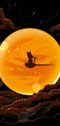 Get lost in the mystical charm of this live wallpaper! This piece features a stunning witch silhouette flying in front of a sprawling full moon, with a dark orange desert planet pulling the design together seamlessly