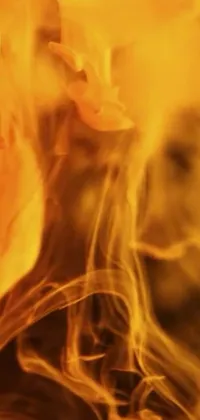 This captivating phone live wallpaper features a close-up of a blazing fire with smoke wafting out of it