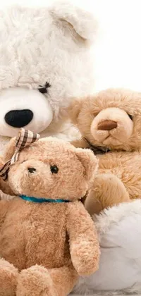 This live phone wallpaper showcases a delightful group of cuddly teddy bears sitting together