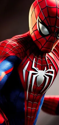 Looking for an awesome phone live wallpaper that captures the essence of Spider-man? Look no further than this stunning design, featuring a close-up of a statue of the iconic superhero
