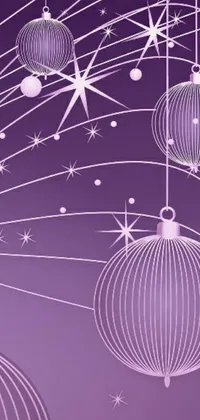 This captivating purple phone live wallpaper features intricate white ornaments on the sides, adding an elegant touch