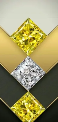 This live wallpaper for your phone features stunning digital art of two bright yellow diamonds atop each other
