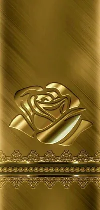 This stunning live wallpaper depicts a beautifully crafted gold plate with an intricately detailed rose on it