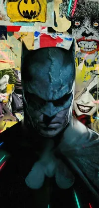 Get ready to add intense energy to your phone with this live wallpaper! Featuring a close-up of a mesmerizing Batman poster, inspired by neo-expressionism and pop art, this wallpaper is sure to catch everyone's attention