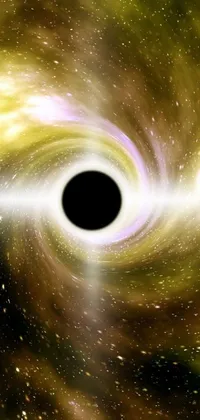 This live wallpaper showcases a majestic universe with a prominent black hole at its center surrounded by a galaxy