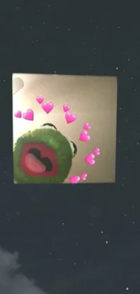 Looking for a lively phone live wallpaper? This one features an adorable green frog radiating love with hearts spilling from its mouth