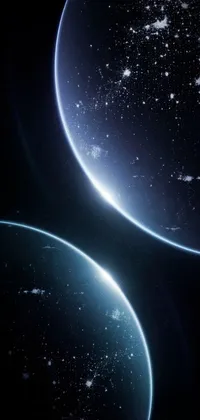 This space-themed live wallpaper features pulsating lights and an awe-inspiring planet in the distance