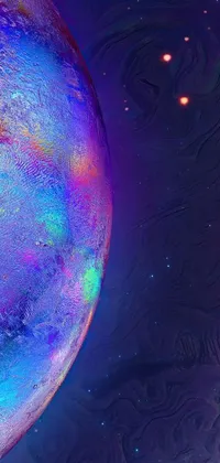 This stunning live phone wallpaper features an iridescent digital art painting of a planet by Daniel Chodowiecki