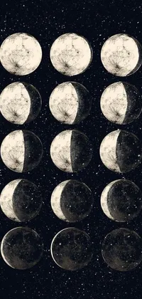 Looking for a stunning live wallpaper for your phone? Look no further than this space-inspired design! Featuring a black and white photograph of the phases of the moon set against a Hubble photo background, this wallpaper is both beautiful and eye-catching