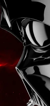 This phone live wallpaper features a close up view of a Darth Vader helmet on a vibrant red background