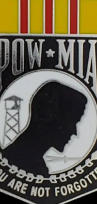 Get the powerful POW MIA "You Are Not Forgotten" phone live wallpaper featuring a poignant pin and portrait set against a striking black background