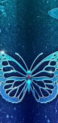 This stunning phone live wallpaper boasts a vibrant butterfly in close-up, set against a soft blue background